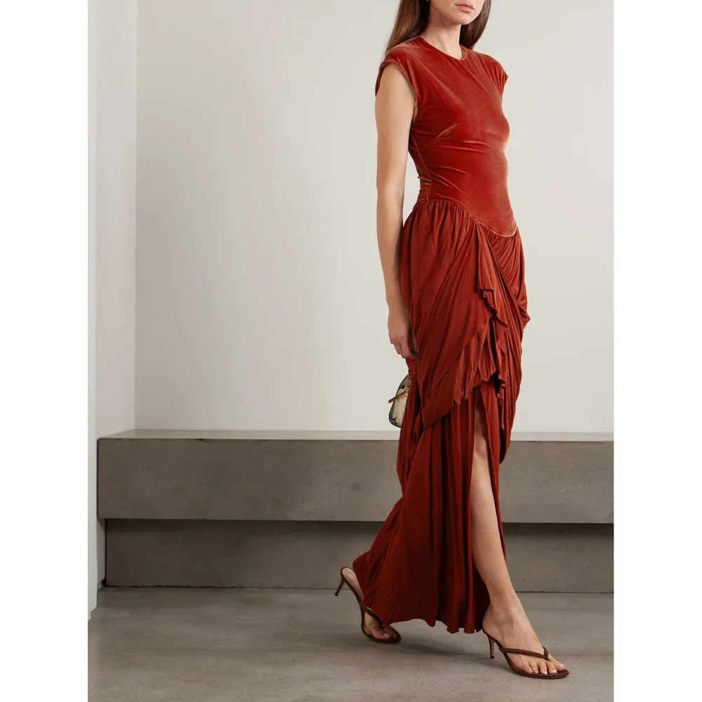 zimmermann silk drape long dress Zimmerman suede silk drape dress in Sage AW16